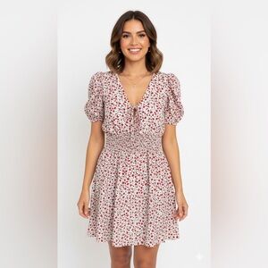 Bailey Blue Red and White Puff Sleeve Sundress